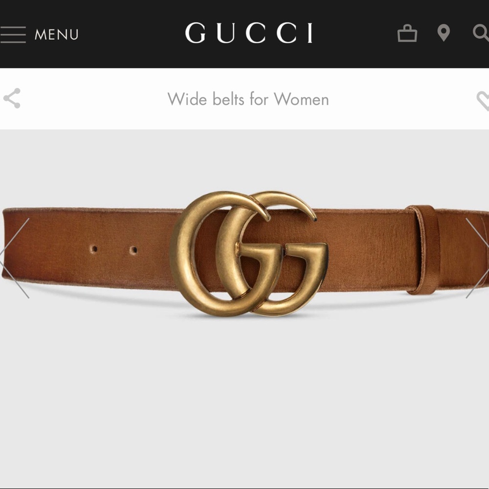 Authentic Wide Gucci Leather belt with Double G buckle